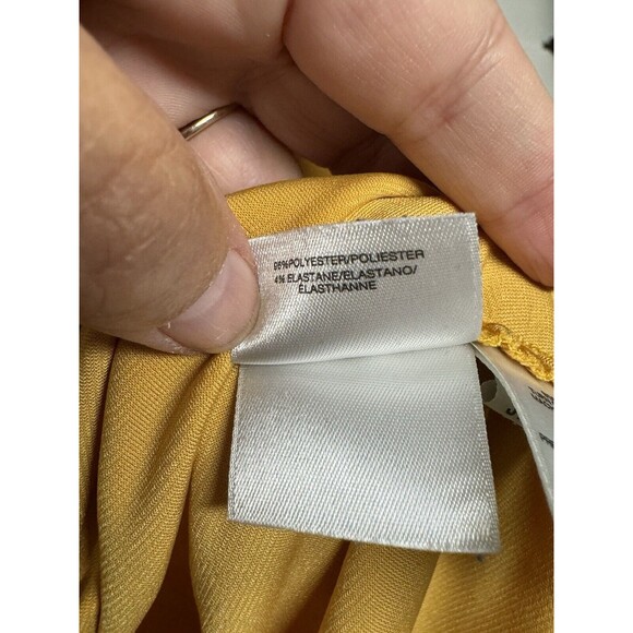 Anne Klein Women Wrap Top Size Medium Mustard Yellow Gold Accents - Picture 4 of 7